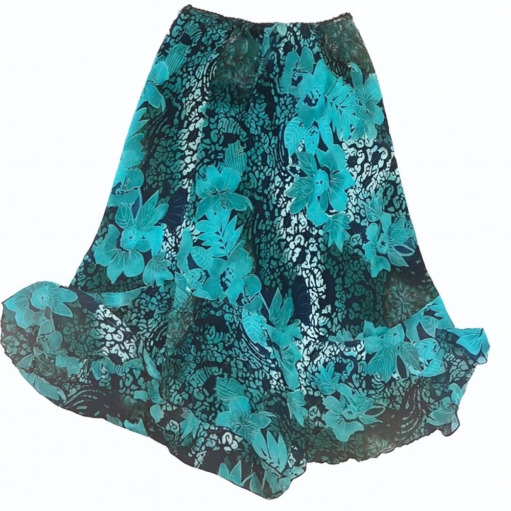 Floral Blue and Black Women's Skirt